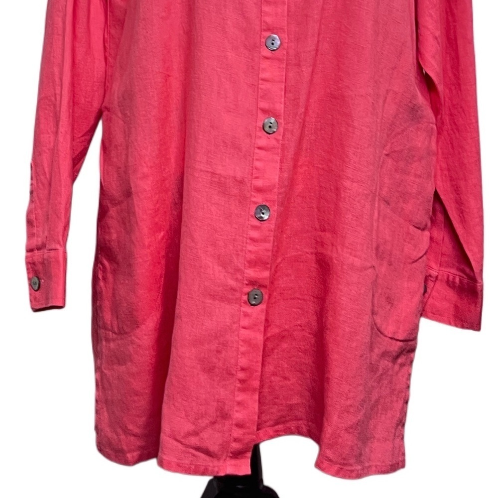 Chico's Vintage 100% Linen Breathable Sz 3 Button Down Front Tunic Top - Picture 3 of 12